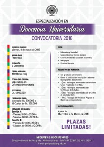 Afiche - Especialización en Docencia Universitaria 2016 (Large)